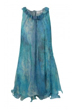Turquoise Silk Babydoll Dress by Leny G