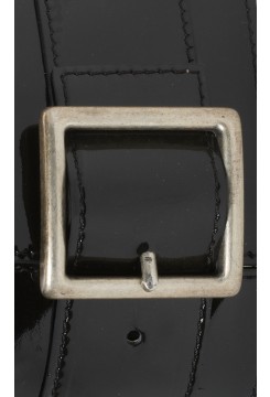 Black Patent-Leather Waist Belt