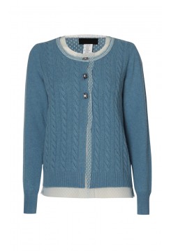 Blue Cable Knit Cardigan